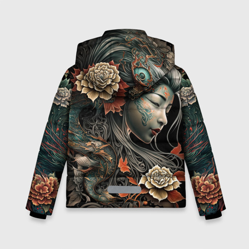 Зимняя куртка для мальчиков 3D Японская девушка Irezumi, цвет черный - фото 2