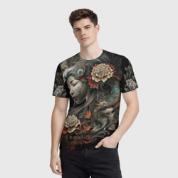 Мужская футболка 3D Японская девушка Irezumi - фото 2