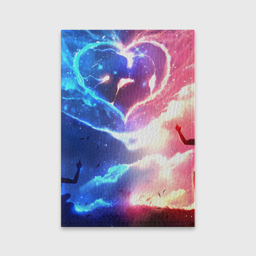 Обложка для паспорта матовая кожа Сердце и любовная пара, цвет синий