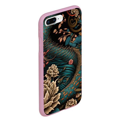 Чехол для iPhone 7Plus/8 Plus матовый Японский змей Irezumi, цвет розовый - фото 3