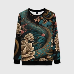 Женский свитшот 3D Японский змей Irezumi