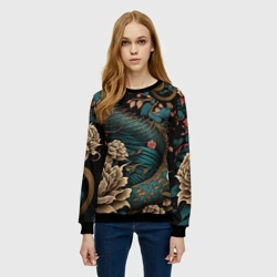 Женский свитшот 3D Японский змей Irezumi - фото 2