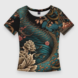 Женская футболка 3D Slim Японский змей Irezumi