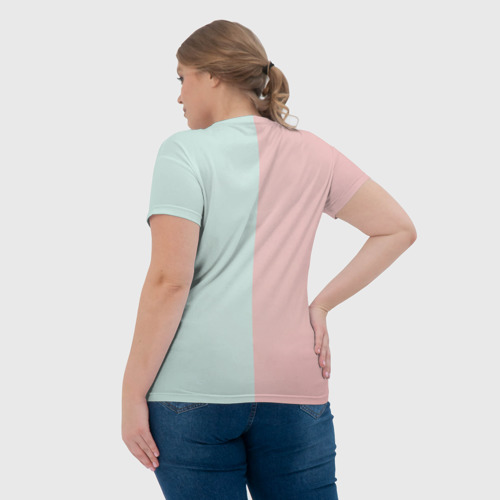 Женская футболка 3D с принтом Наушники цвета морской волны, вид сзади #2