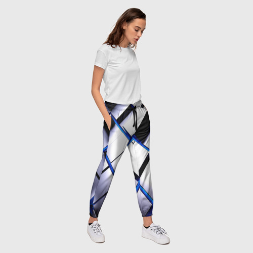 Женские брюки 3D с принтом Неоновые плиты киберпанк, вид сбоку #3