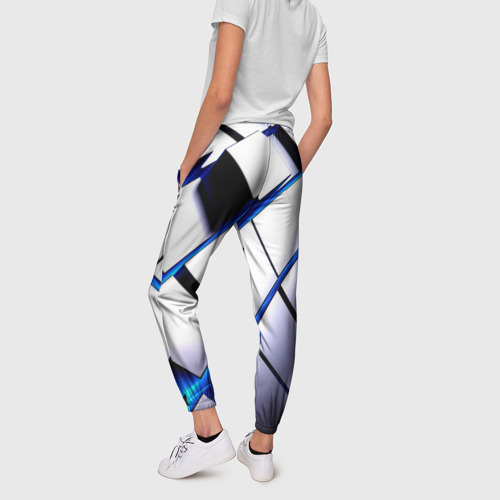 Женские брюки 3D с принтом Неоновые плиты киберпанк, вид сзади #2