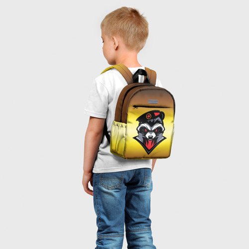Детский рюкзак 3D "Енот Морпех" на желтом фоне - фото 3