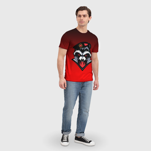 Мужская футболка 3D Енот-Морпех, цвет 3D печать - фото 5