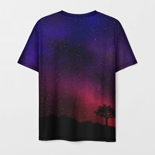 Мужская футболка 3D с принтом Дерево на фоне звездного неба, вид сзади #1