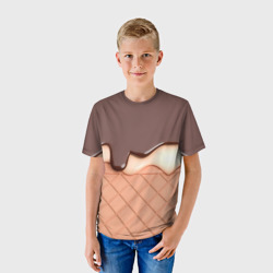Детская футболка 3D Растаявший шоколад - вафельное мороженое - фото 2