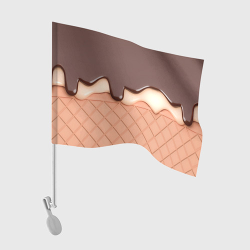 Флаг для автомобиля Растаявший шоколад - вафельное мороженое