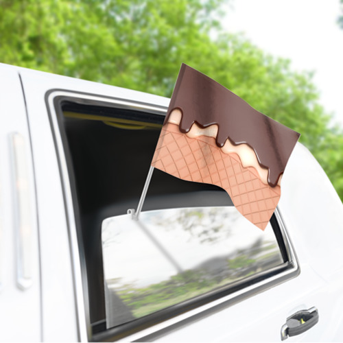 Флаг для автомобиля Растаявший шоколад - вафельное мороженое - фото 3