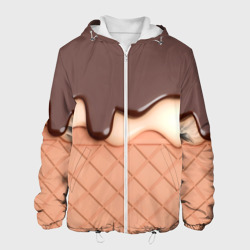 Мужская куртка 3D Растаявший шоколад - вафельное мороженое
