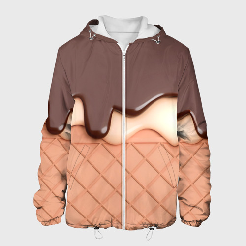 Мужская куртка 3D Растаявший шоколад - вафельное мороженое
