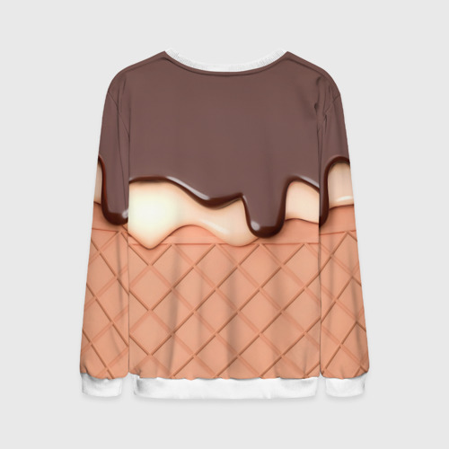 Мужской свитшот 3D Растаявший шоколад - вафельное мороженое, цвет белый - фото 2