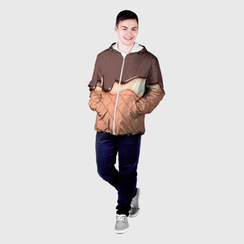 Мужская куртка 3D Растаявший шоколад - вафельное мороженое, цвет 3D печать - фото 3