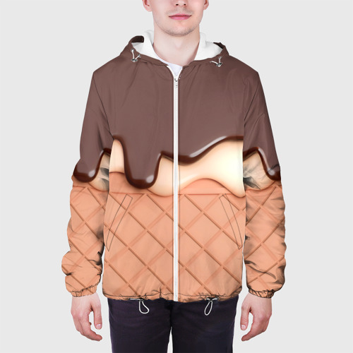 Мужская куртка 3D Растаявший шоколад - вафельное мороженое, цвет 3D печать - фото 4