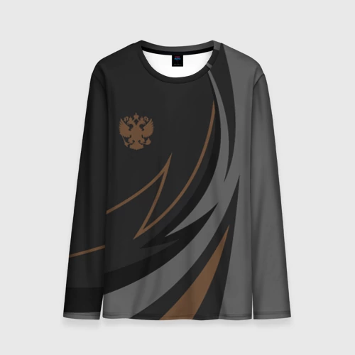 Мужской лонгслив 3D с принтом Россия герб, вид спереди #2