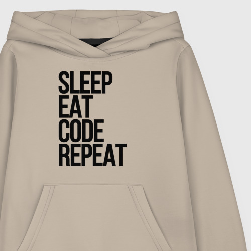 Детская толстовка хлопок с принтом Sleep eat code repeat для программистов, фото на моделе #1