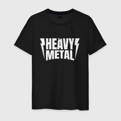 Мужская футболка хлопок Heavy metal надпись с молниями