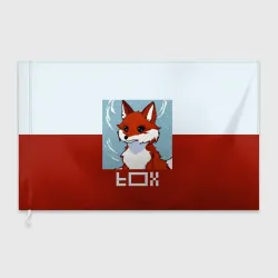 Флаг 3D Пиксельная лиса с надписью fox