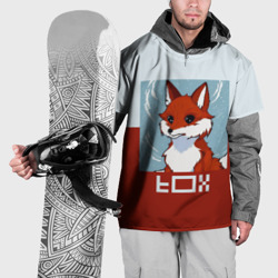 Накидка на куртку 3D Пиксельная лиса с надписью fox