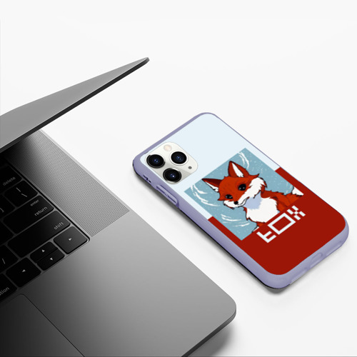 Чехол для iPhone 11 Pro матовый с принтом Пиксельная лиса с надписью fox, фото #5