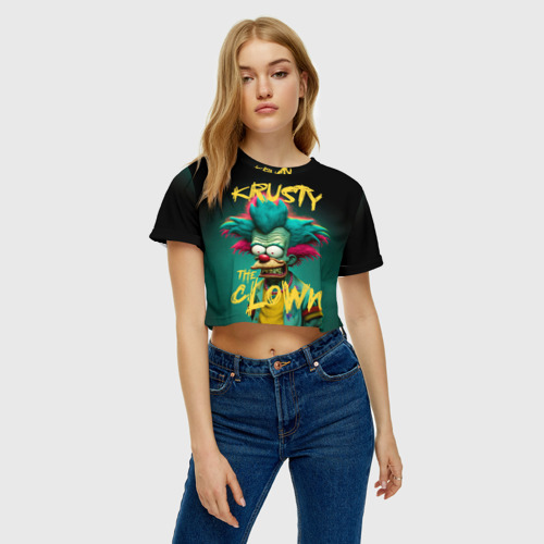 Женская футболка Crop-top 3D Клоун Красти из Симпсонов, цвет 3D печать - фото 4