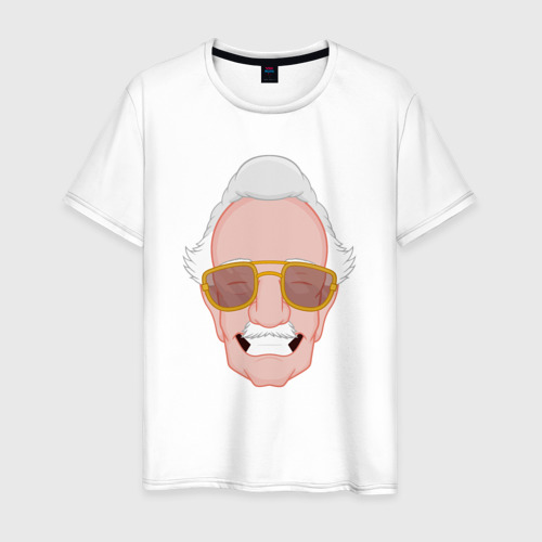 Мужская футболка из хлопка с принтом Stan Lee smile, вид спереди №1