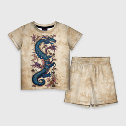 Детский костюм с шортами 3D Irezumi японский дракон-змей