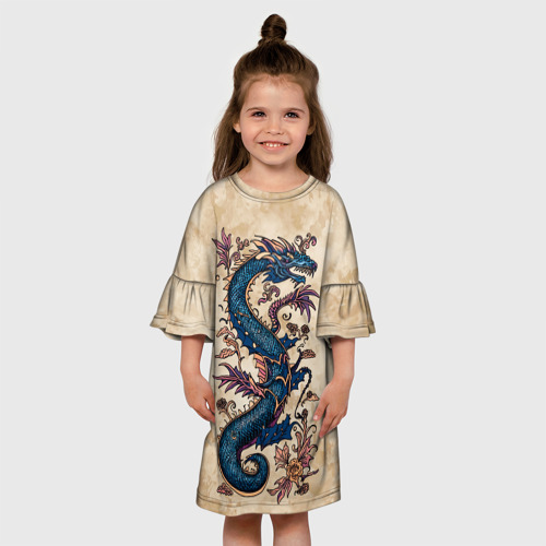 Детское платье 3D Irezumi японский дракон-змей, цвет 3D печать - фото 4