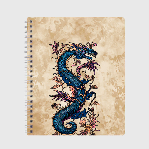 Тетрадь Irezumi японский дракон-змей, цвет клетка