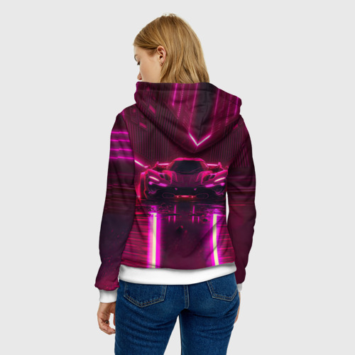Женская толстовка 3D Неоновый спорткар, цвет 3D печать - фото 4
