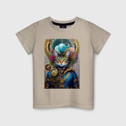 Портрет кота - стимпанк нейросеть – Детская футболка хлопок с принтом купить со скидкой в -20%