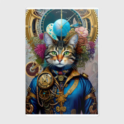 Портрет кота - стимпанк нейросеть – Магнитный плакат 2Х3 с принтом купить