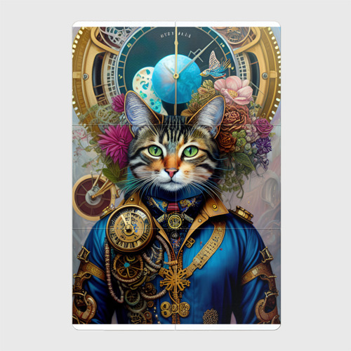 Магнитный плакат 2x3 с принтом Портрет кота - стимпанк нейросеть, вид спереди №1