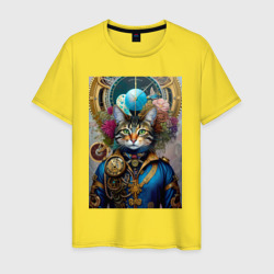 Портрет кота - стимпанк нейросеть – Мужская футболка хлопок с принтом купить со скидкой в -20%