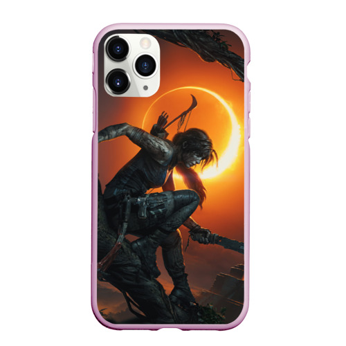Чехол для iPhone 11 Pro Max матовый Lara Croft, цвет розовый