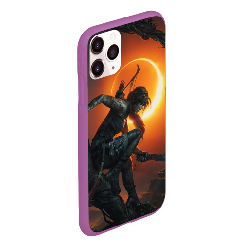 Чехол для iPhone 11 Pro Max матовый Lara Croft, цвет фиолетовый - фото 3