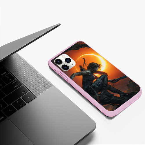 Чехол для iPhone 11 Pro Max матовый Lara Croft, цвет розовый - фото 5