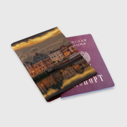 Обложка для паспорта матовая кожа Мирный город на воде и тучи - фото 2