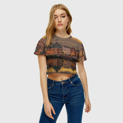 Женская футболка Crop-top 3D Мирный город на воде и тучи - фото 2