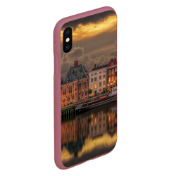 Чехол для iPhone XS Max матовый Мирный город на воде и тучи - фото 2