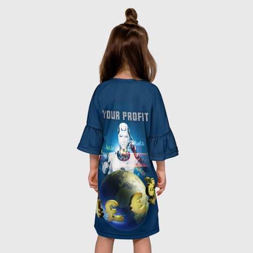 Детское платье 3D с принтом Твоя прибыль, вид сзади #2