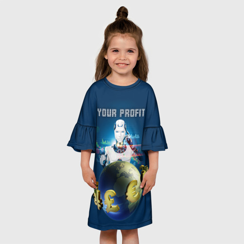 Детское платье 3D с принтом Твоя прибыль, вид сбоку #3