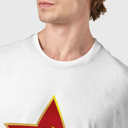 Футболка с принтом СССР звезда для мужчины, вид на модели спереди №4. Цвет основы: белый