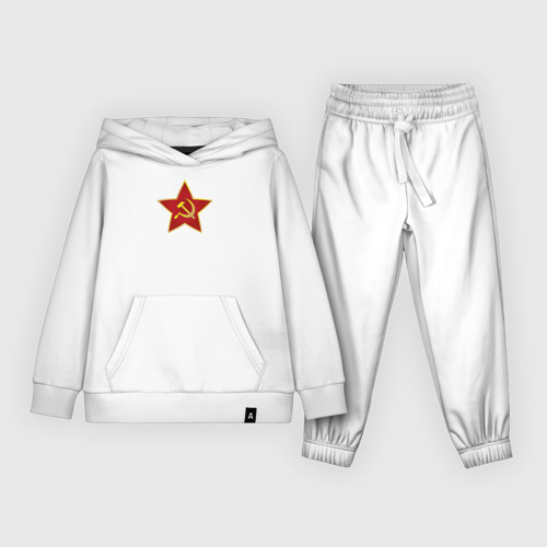 Детский костюм с толстовкой хлопок с принтом СССР звезда, вид спереди #2