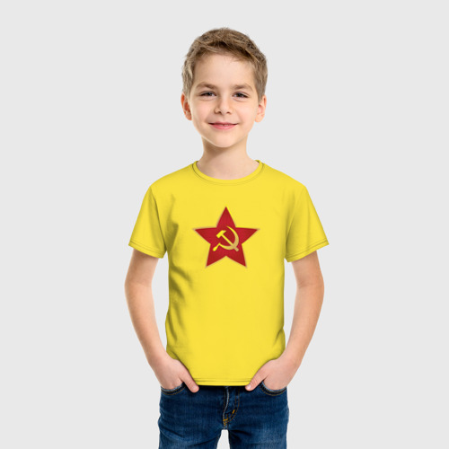 Детская футболка хлопок с принтом СССР звезда, фото на моделе #1