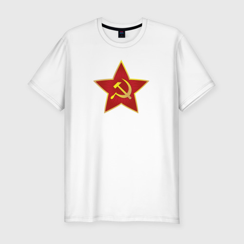Мужская футболка хлопок Slim с принтом СССР звезда, вид спереди #2