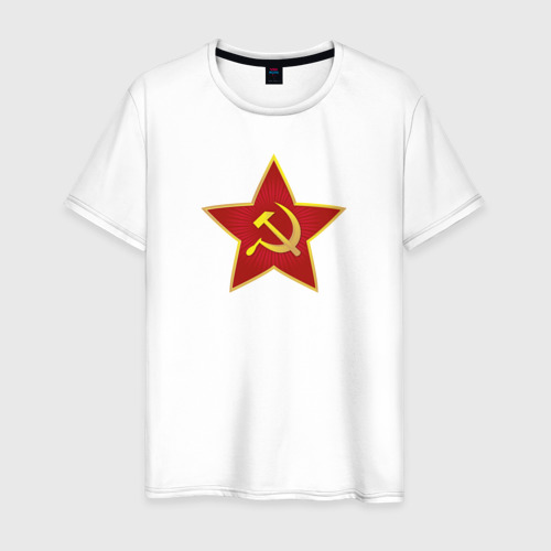 Мужская футболка из хлопка с принтом СССР звезда, вид спереди №1